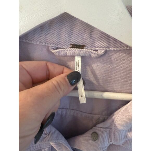Free People Lavender Denim Jacket sz L EUC - Picture 4 of 8